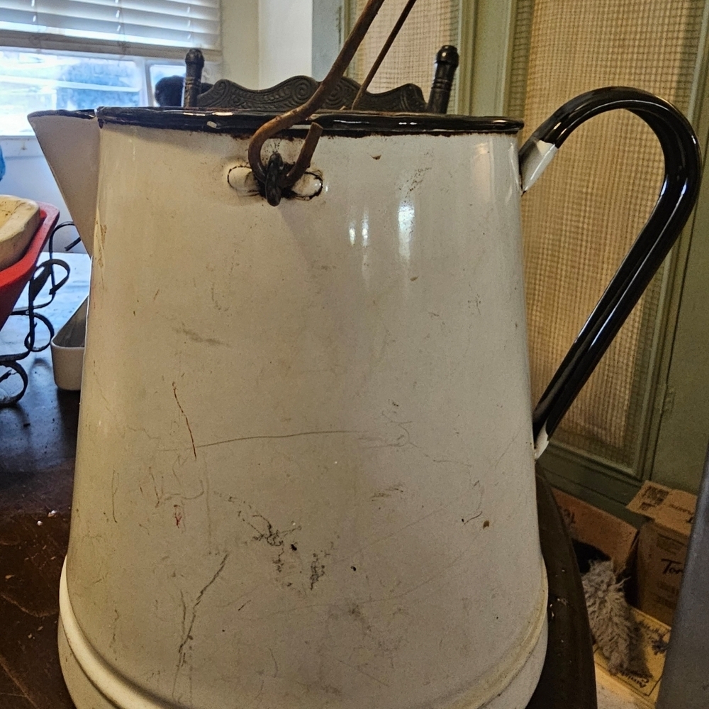 Classic White Enamel Kettle with Black Handle
